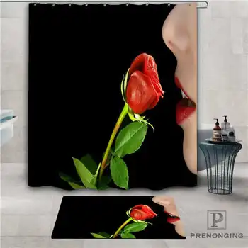 

Custom flower_black_background Waterproof Shower Curtain Doormat Home Bath Bathroom Polyester Fabric Multi Sizes#2019-1-05-48