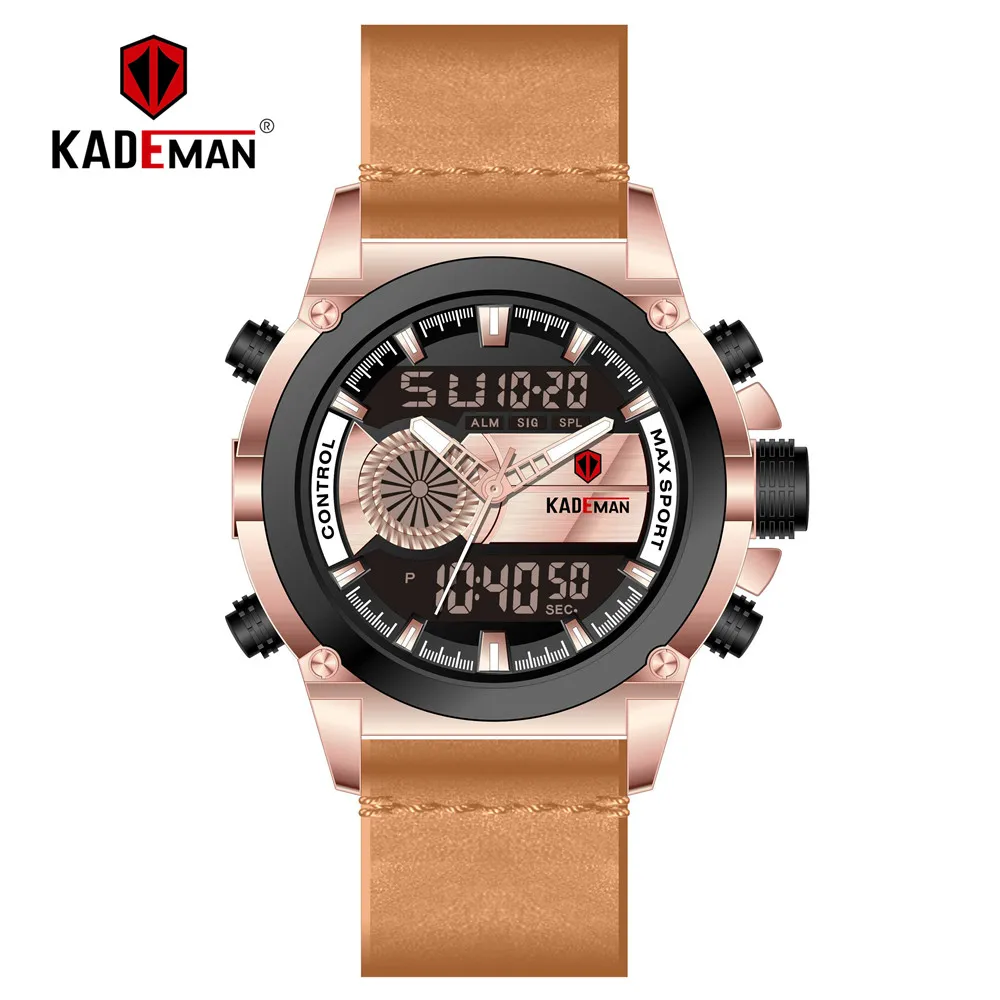 K347-RGB-RG-T Топ бренд двойной дисплей lcd наручные часы KADEMAN мужские часы спортивные цифровые часы Роскошные военные мужские автоматические новые модные часы - Цвет: K347-RGB-RG-T