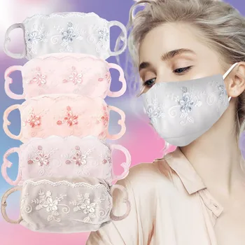 

Fashion Dust cover Female ice silk cloth mask mask sunscreen mask with lace cotton Comfortable and soft mask Суперобложка 5PCS