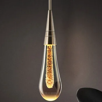 

2019 Hot Designer LED Water Drop pendant light minimalist Scandinavian loft Crystal Hanging Lamp Creative Restaurant Light