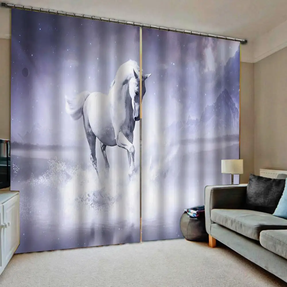 

Customized size Luxury Blackout 3D Window Curtains For Living Room horse curtains oil patient