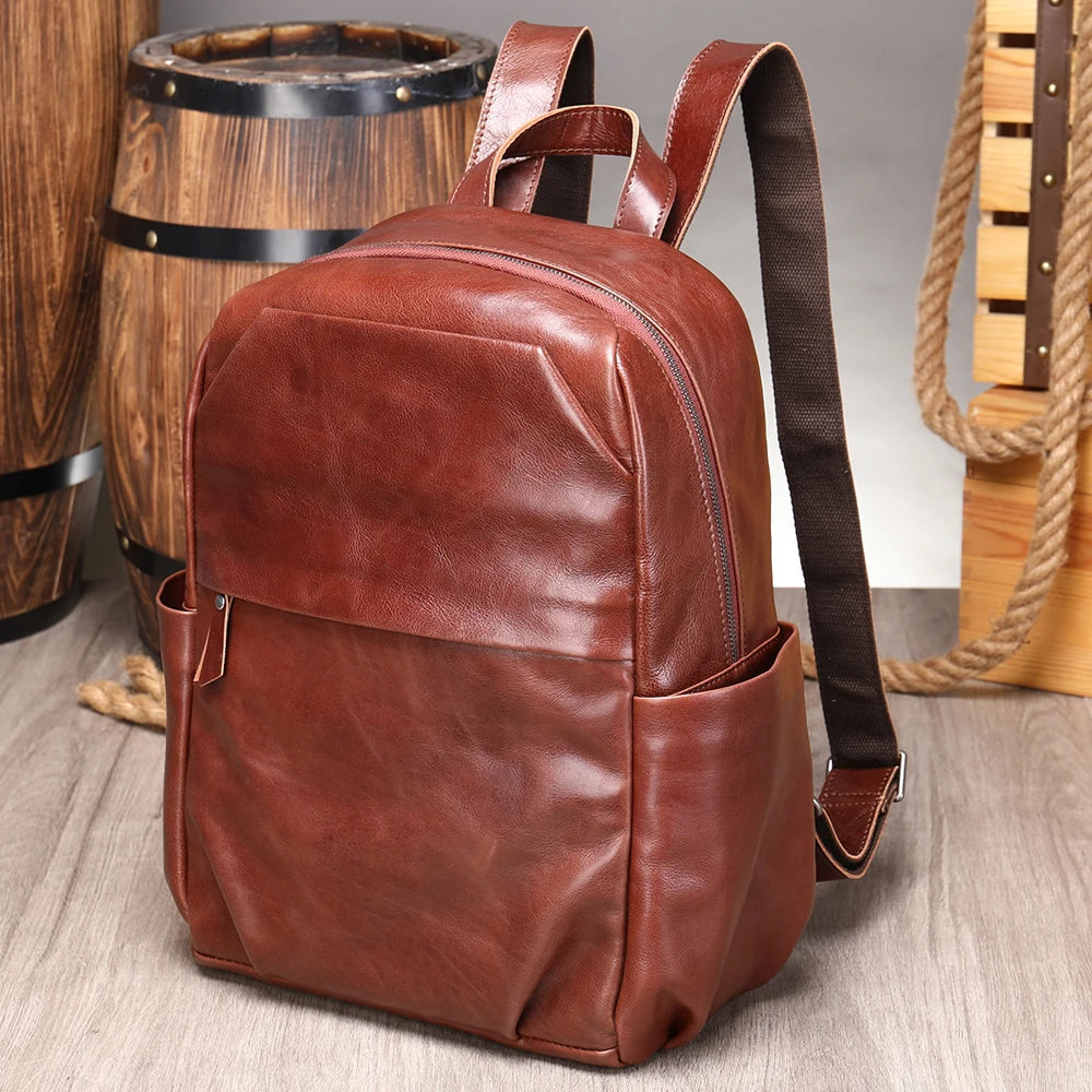 

MVA Men Backpack Leather Weekend Work Travel Back Pack Male Waterproof 13.3 Inch Laptop Anti Theft Business Backpacking Backpack