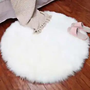 

Hot Soft Faux Fur Wool Living Room Sofa Carpet Plush Carpets Bedroom Cover Mattress Xmas Door Window Round Rugs Carpets