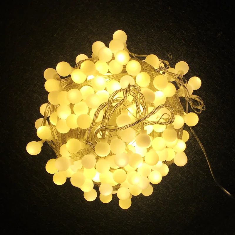 

110V / 220V Matte Balls LED String Lights 10m 20m 30m 50ma Fairy Christmas Garland for Holiday Party Wedding Home Outdoor Decor
