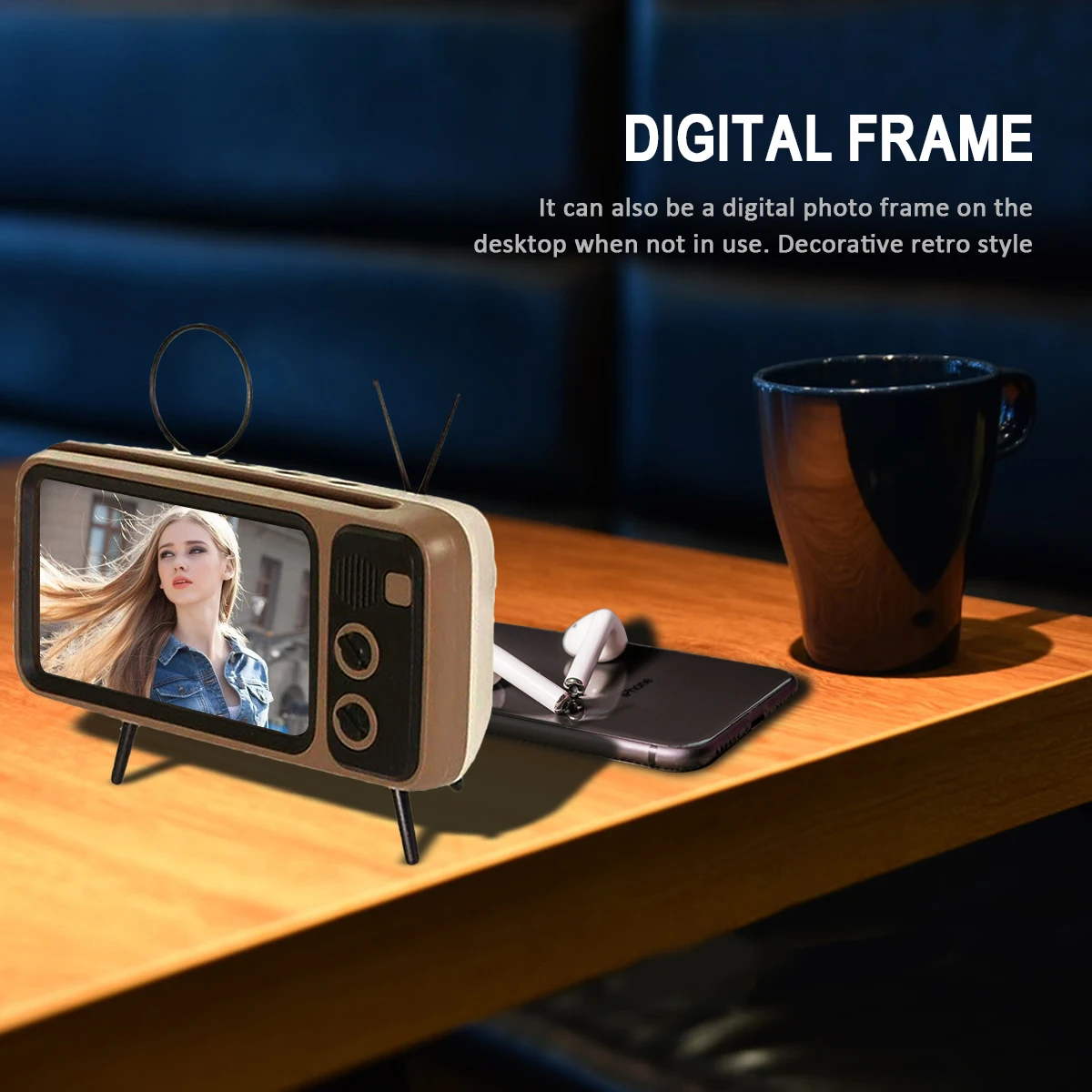 Bluetooth Speaker 3 In 1 Retro TV Mini Portable Wireless Bluetooth Bass Speaker Mobile Phone Holder Speaker Retro Photo Frame