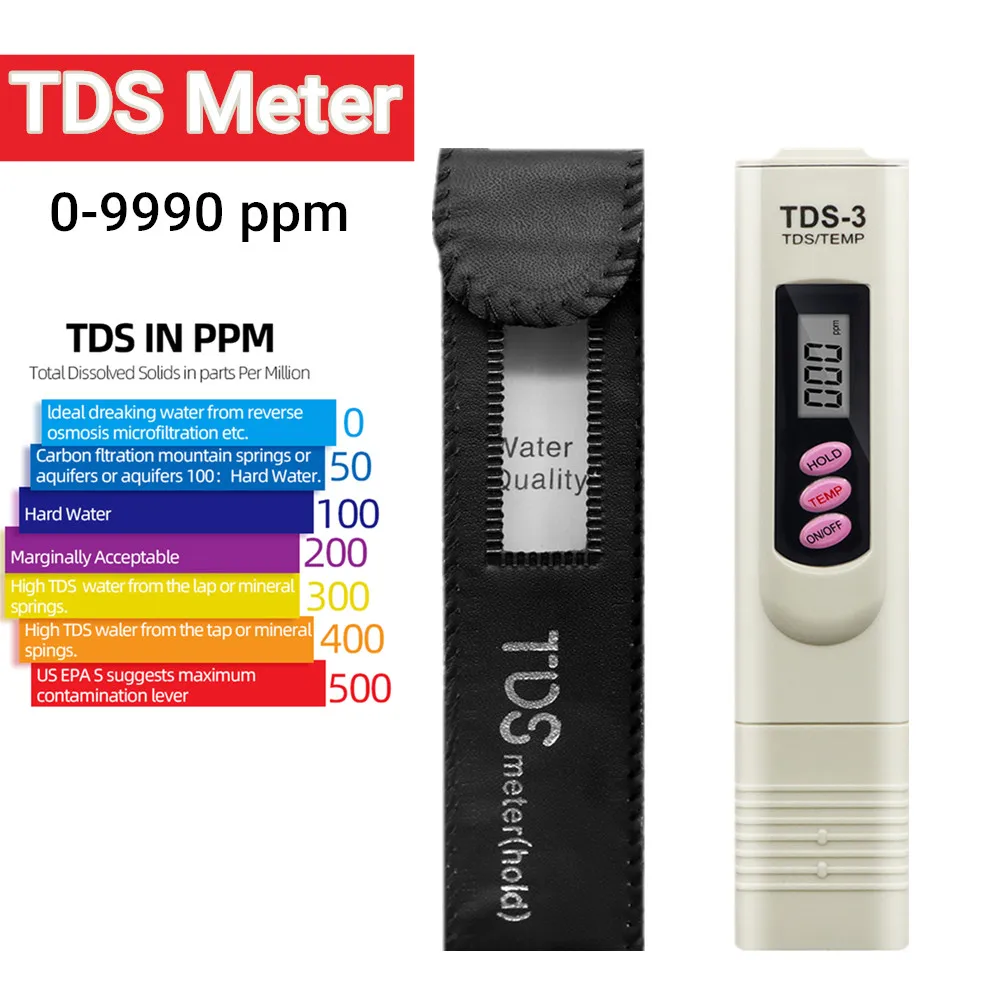 0-9990 ppm Measurement Water Quality Purity Tester Digital TDS Meter 