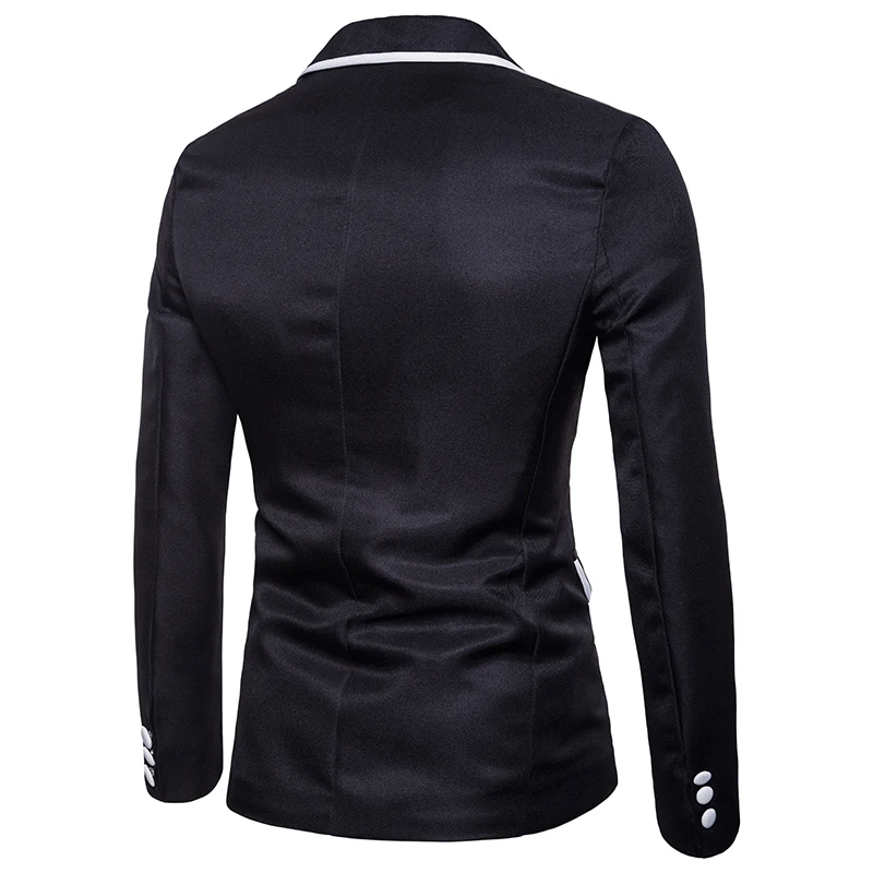Черный, белый блейзер Masculino Slim Fit модный, застегивающийся на одну пуговицу мужской блейзер пальто осенняя мужская пуговица с длинными рукавами костюм куртки