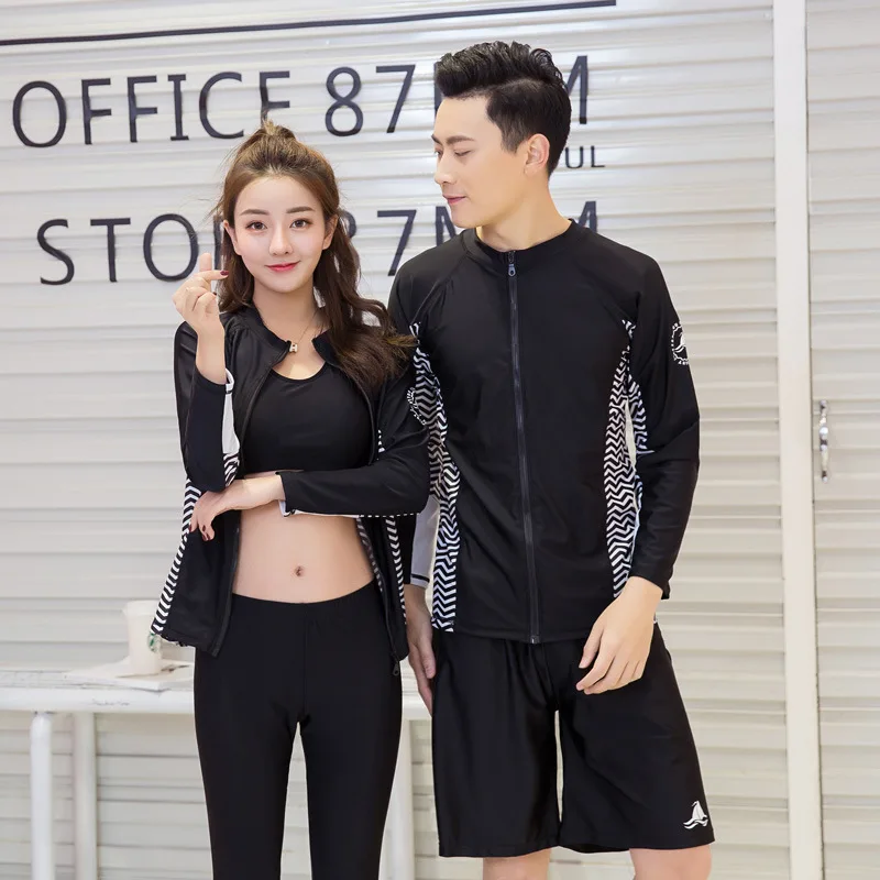 

Korean-style Diving Suit Zipper Split Type Long Sleeve Trousers Swimsuit Sun-resistant Quick-Dry Couples Men And Women Jellyfish