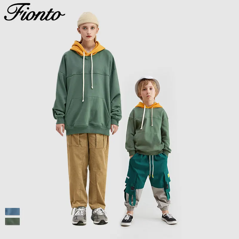 Fionto/Одинаковая одежда для семьи; детские толстовки; толстовки для всей семьи; уличная одежда больших размеров; Семейные худи; одежда для папы и сына