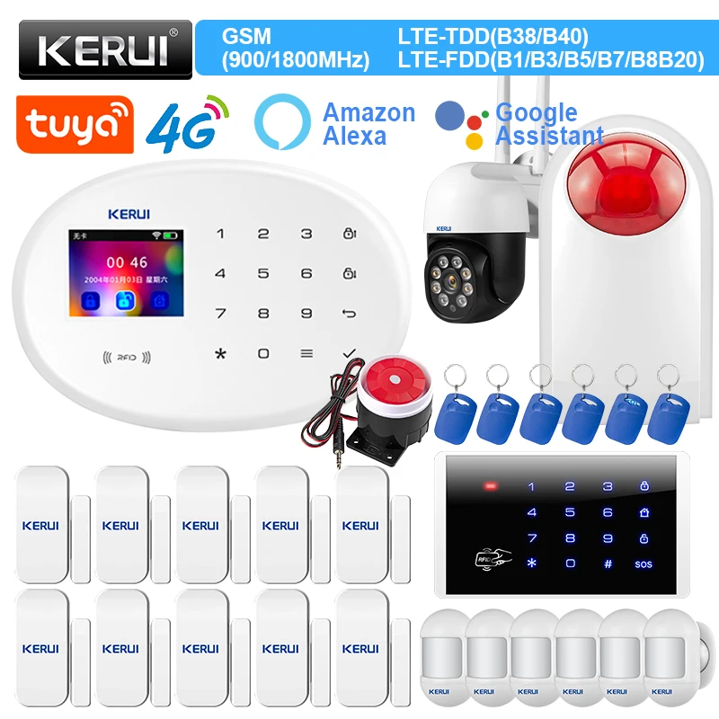 

KERUI W204 Tuya умная сигнализация 4G WIFI GSM сигнализация RFID 433 МГц беспроводная домашняя безопасность поддержка Alexa датчик движения датчик двери