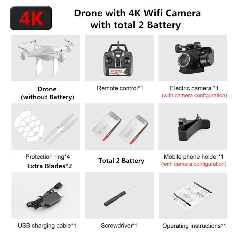 Радиоуправляемый Дрон с 4K WiFi FPV с электрической регулировкой камеры Квадрокоптер 25 минут Летающий время Квадрокоптер игрушка для ребенка Дрон VS SG901 - Цвет: White 4K Cam 2B