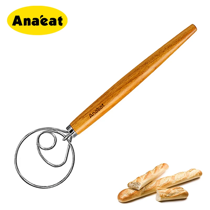

ANAEAT 1pc Stainless Steel Dough Whisk Baking Pastry Blender Egg Beater Tools for Fast Bread Making
