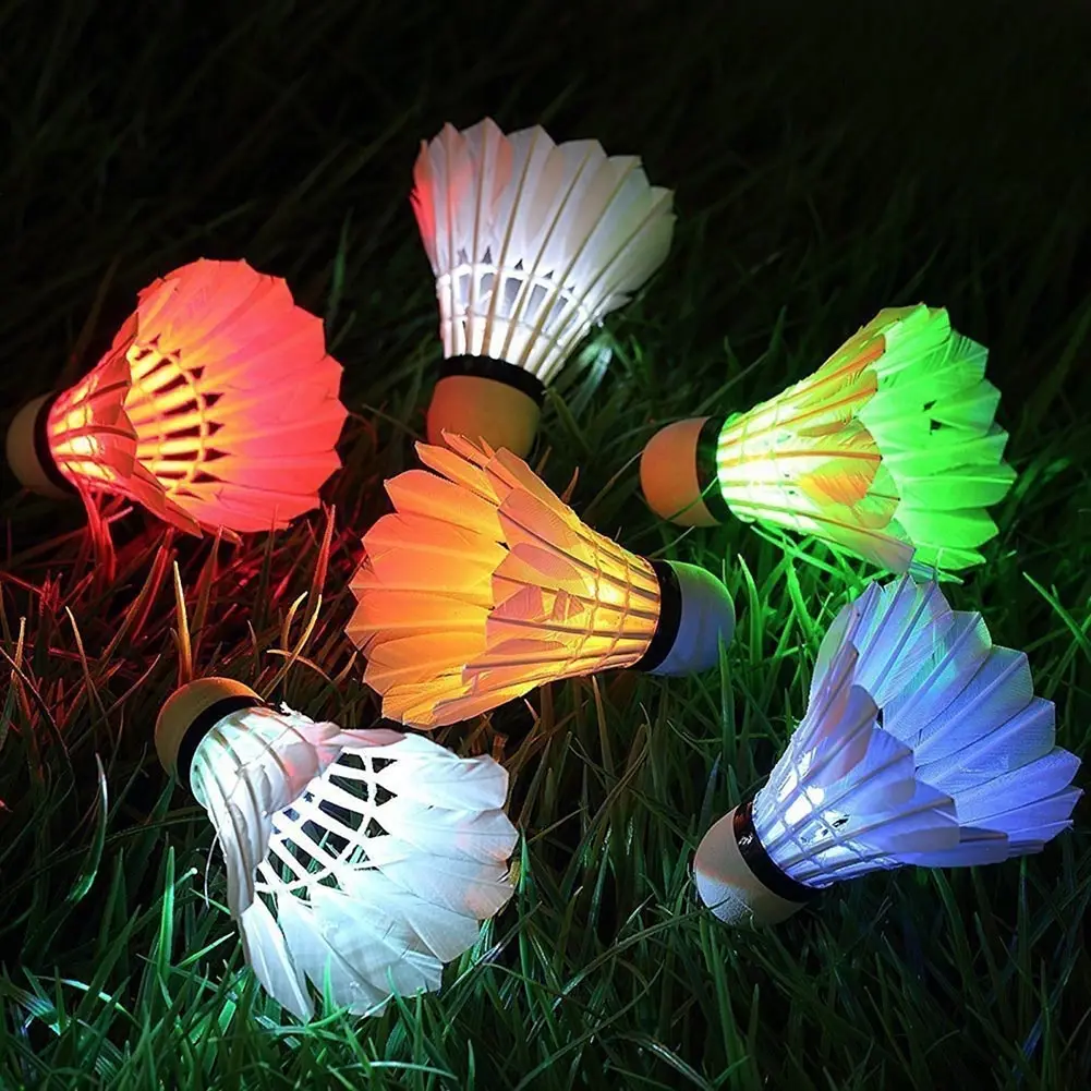 4Pcs Dark Night Colorful Glowing LED Badminton Shuttlecock Birdies Lighting 