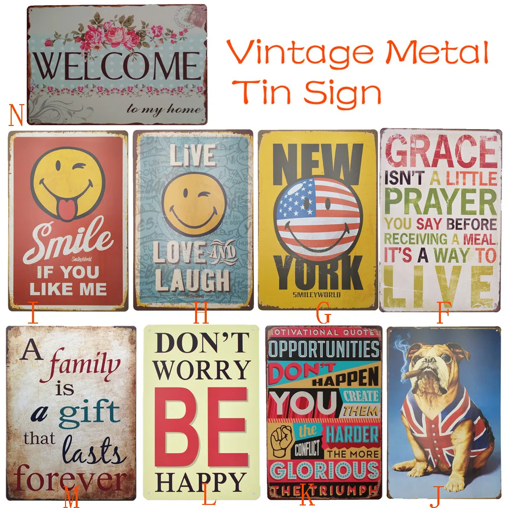 Vintage Metal Painting Retro Metal Tin Signs Painting Poster Wall Art Sticker Home Decor Lron Crafts Home Decoration Gift