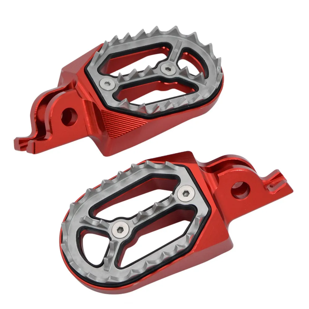 Мотоциклетные Подножки Подножка педаль для Kawasaki KX KXF KLX 250 450 Suzuki RMZ для Honda CR CRF 150R 250R 250X 450R 450X - Цвет: Красный
