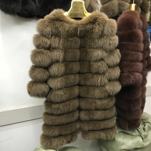 camel color Горячая Распродажа шуба из натурального Лисьего меха модная натуральный мех лисы куртка зимняя верхняя одежда из лисьего меха длинное пальто из натурального Лисьего меха - Цвет: camel color