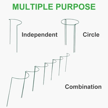 

12 Packs 15.7 Inches Half Round Garden Plant Support Ring with 15 Pcs Plant Labels, Metal Garden Border Supports