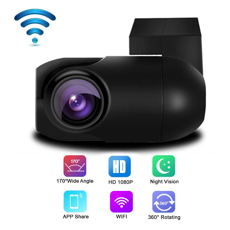 

Wifi Car DVR Camera Video Recorder 1080P HD Night Vision Dash Cam 170 Degree Viewing Angle Car Dashcam Registrar 360° Rotating