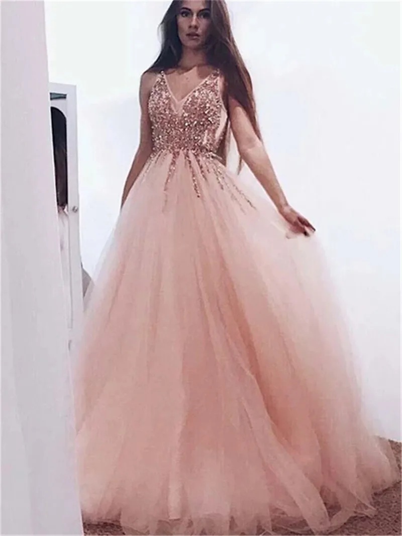 SWEMILE роскошное бисер Кристалл длинное вечернее платье Vestido de Festa сексуальный тюлевый с открытой спиной Вечерние платья Robe de Soiree