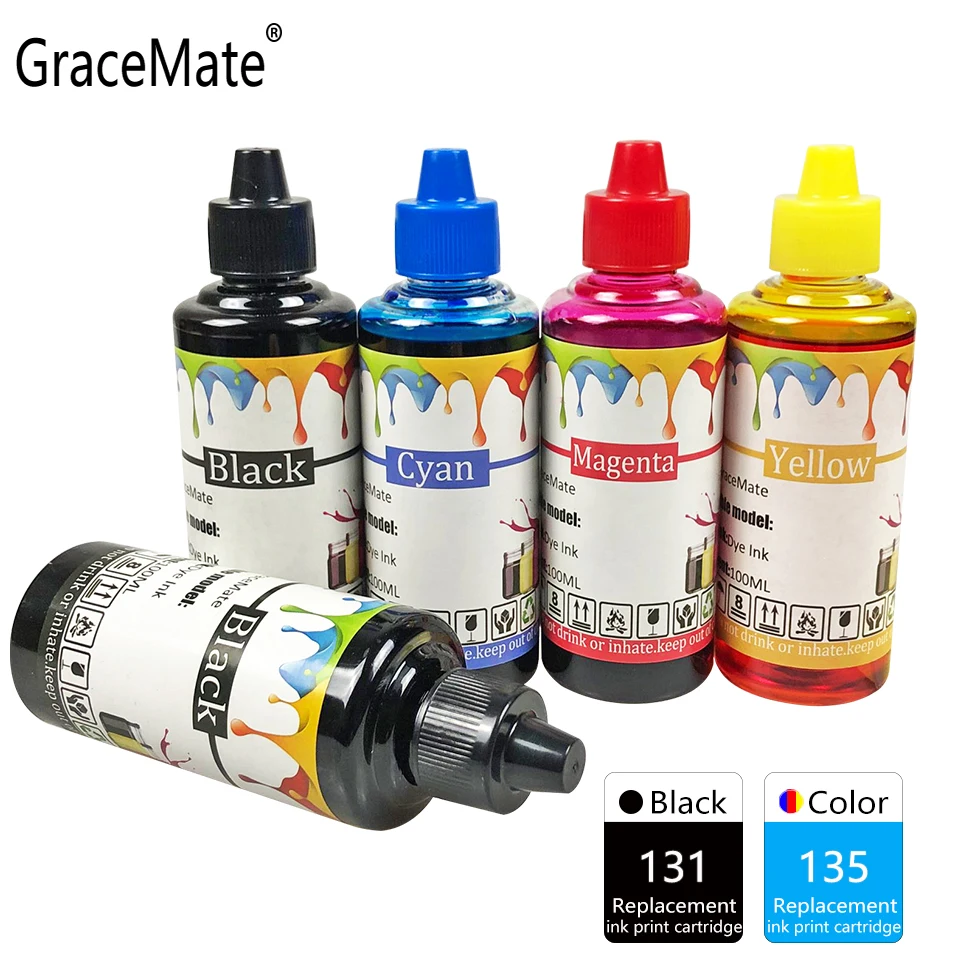 Набор для заправки чернил GraceMate 131 135 совместим с HP 7300 7310 7313 7400 7408 7410 H470 K7100 K7103 K7108 |