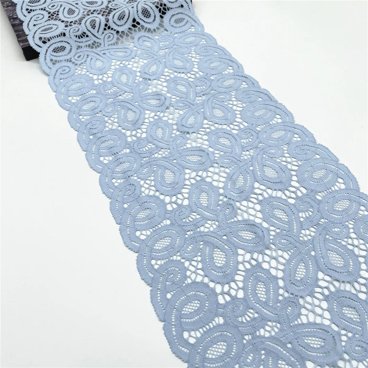 3M/lot Width 9 inch 23cm Sky Blue Elastic Stretch Lace 1