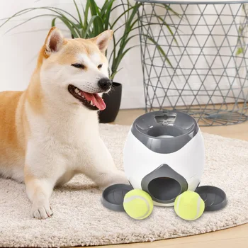 

Creative Pet Dog Toys 2 In 1 Interactive Automatic Ball Launcher Tennis Emission Throwing Toys Reward Machine Food Dispenser