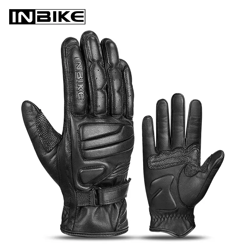 INBIKE всесезонные мотоциклетные перчатки из натуральной кожи с сенсорным экраном