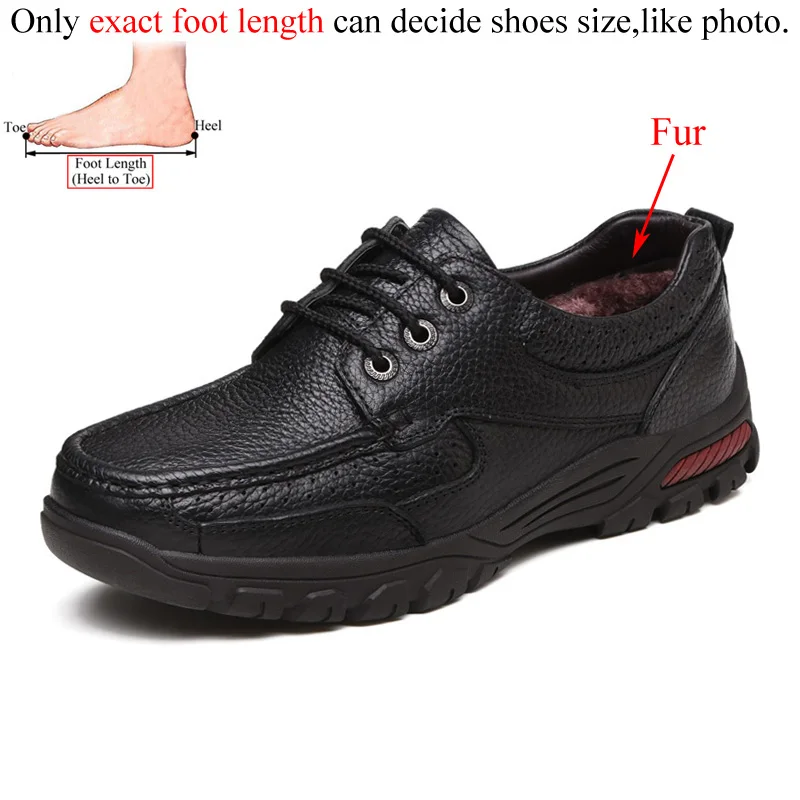 Зимняя мужская обувь из натуральной кожи; Sapato sapatos masculino; Мужская обувь в деловом стиле; zapatos hombre Cuero Genuino; Повседневная Уличная обувь - Цвет: Black(fur)