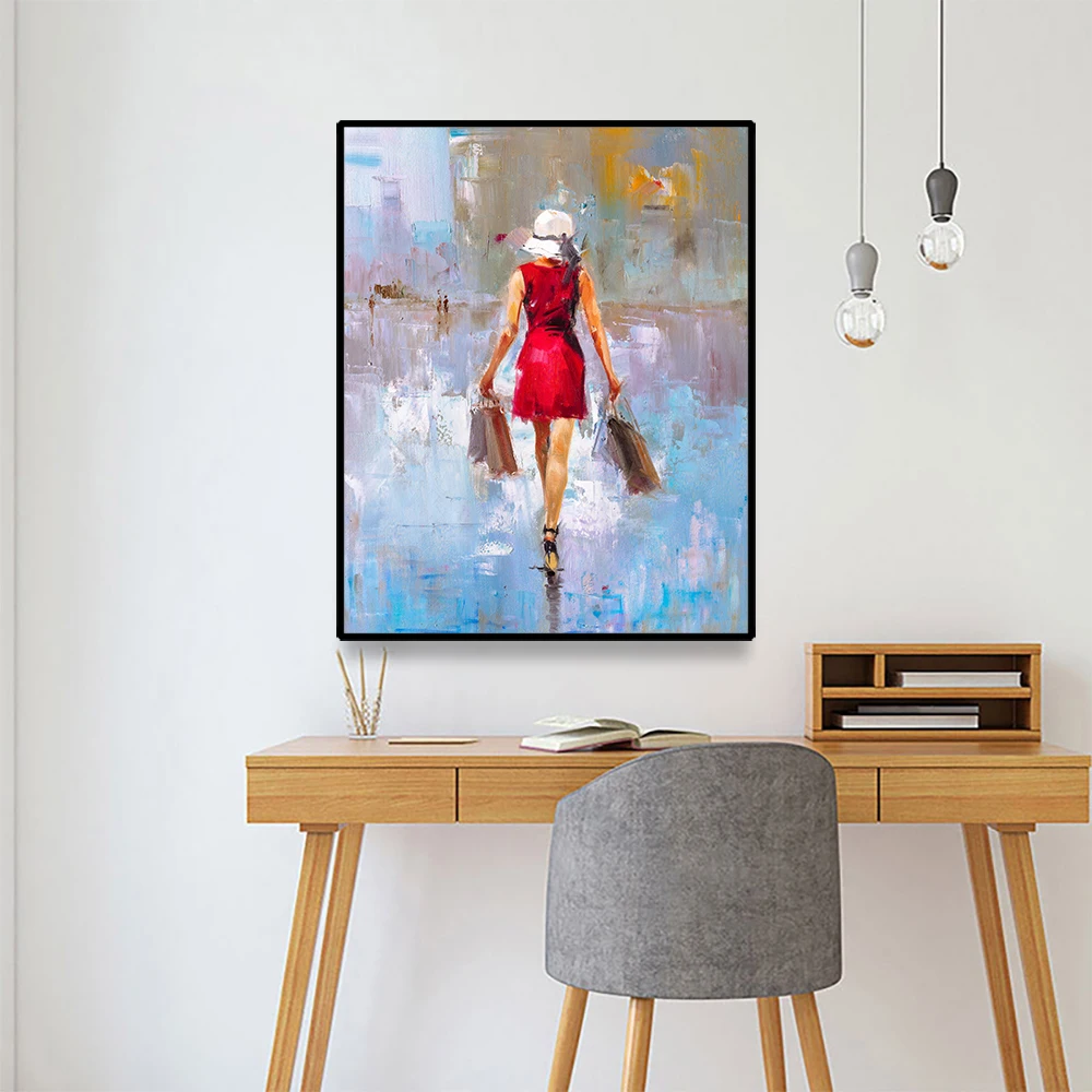 Laeacco Figure Painting Girl  Canvas Painting & Calligraphy Posters and Prints Wall Art Pictures for Living Room Home Decoration
