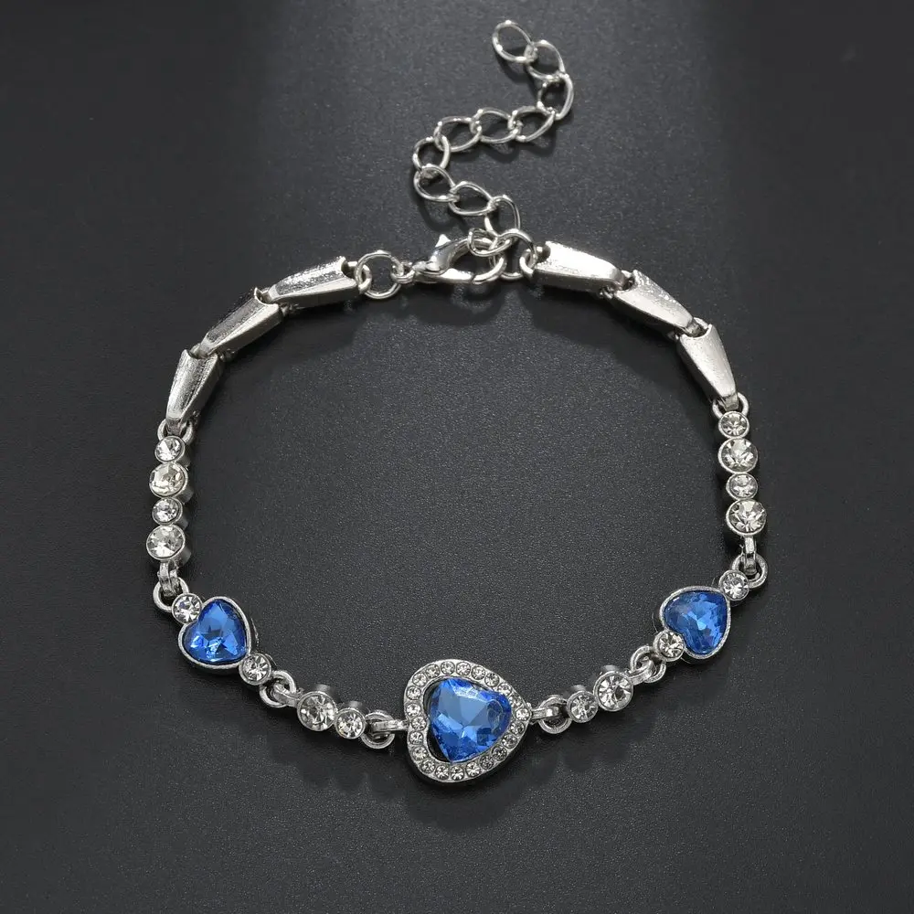 

MissCyCy Multicolour Exquisite Ball Water Drop Silver Color Bracelet Austrian Heart Crystals Bracelet For Women Valentine's Day