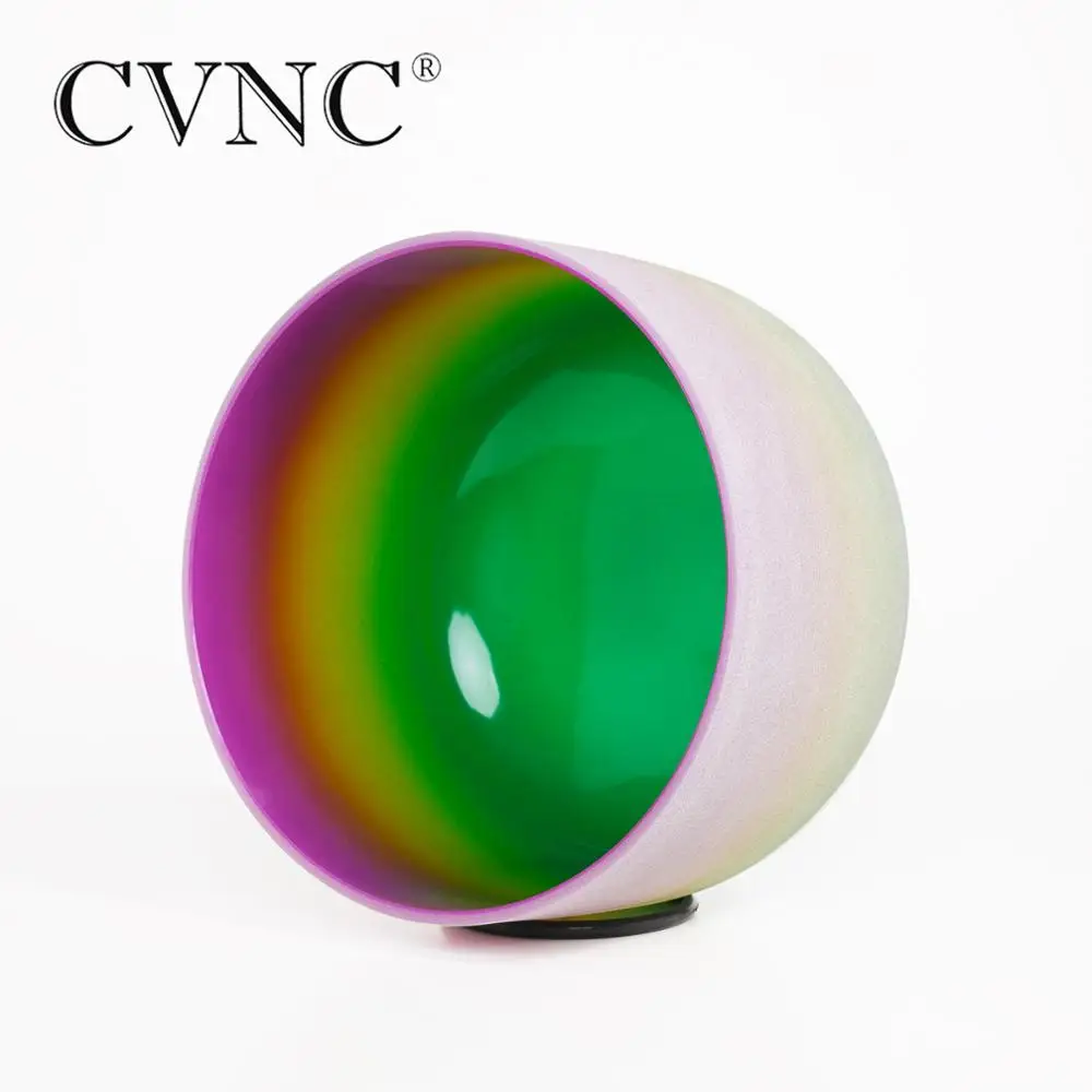 

CVNC 8/10/12" Note B Crown Chakra Frosted Quartz Crystal Singing Bowl with Inside Rainbow Color