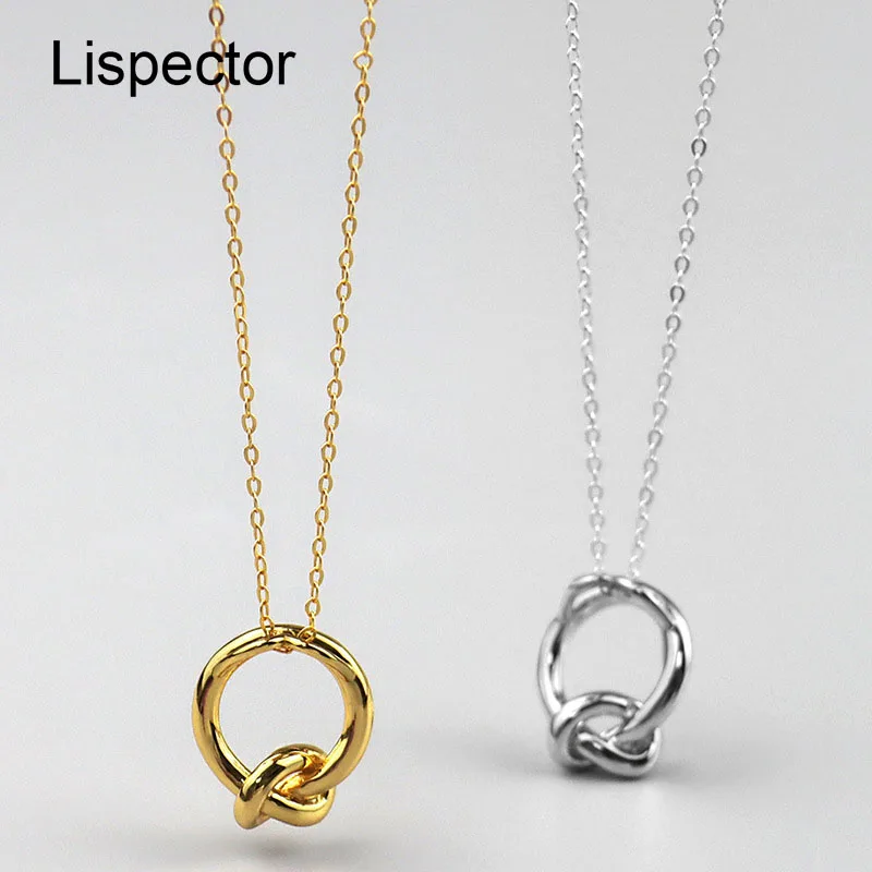 

Lispector 925 Sterling Sliver Knotted Pendant Necklace for Women Minimalist Elegant Sweater chain Necklace Female Jewelry