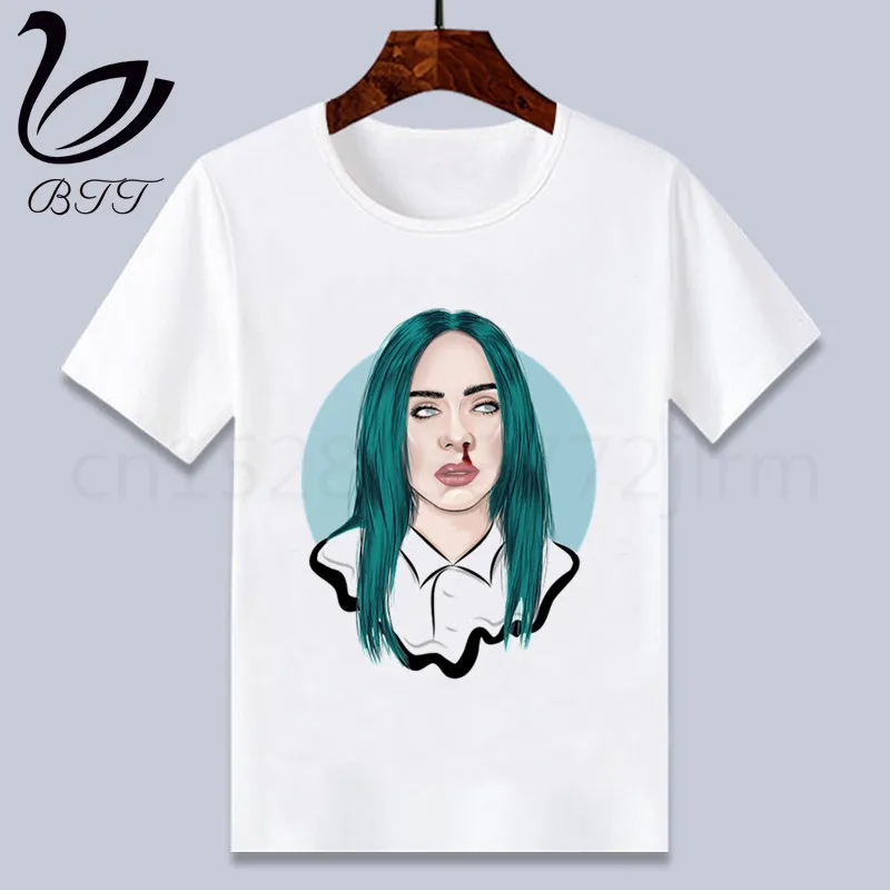 Billie Eilish/Одежда для маленьких мальчиков; детская футболка с забавным рисунком; детские летние топы с круглым вырезом; футболка для мальчиков и девочек; одежда для малышей - Цвет: R