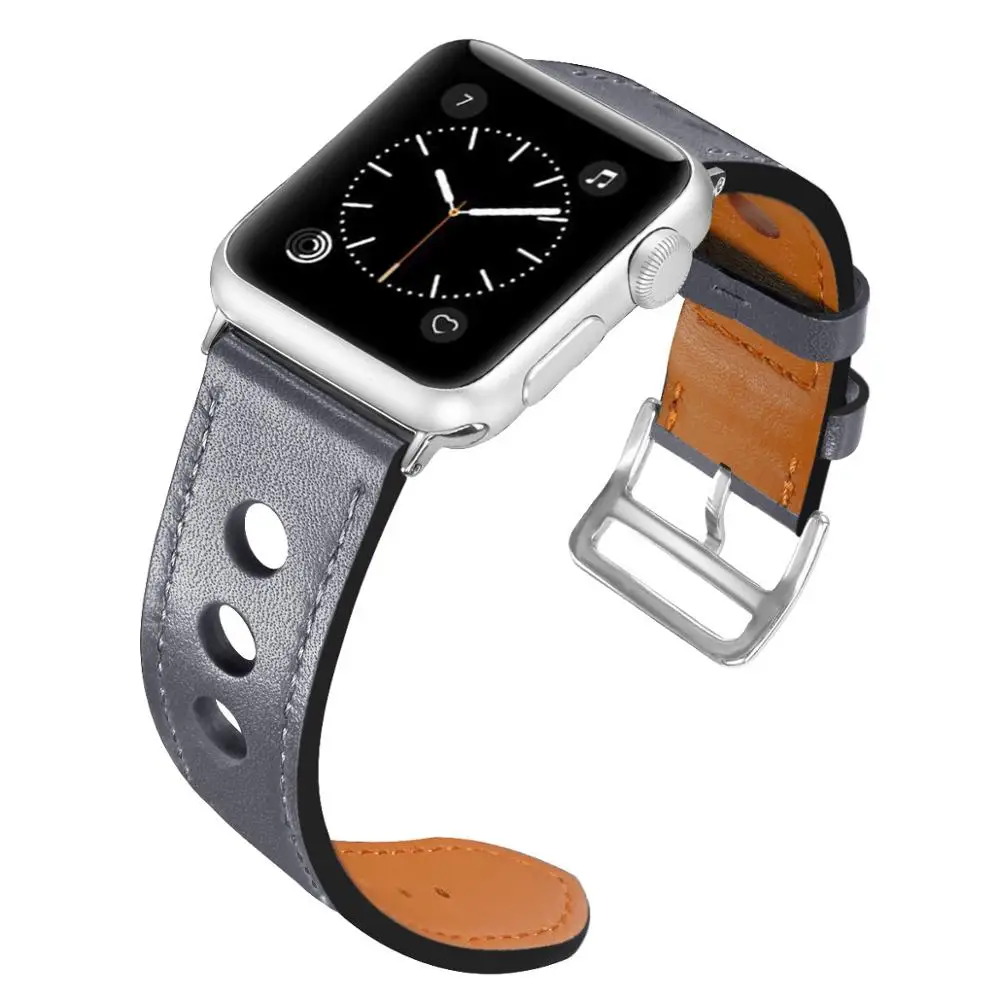gray Ремешок Correa pulseira для apple watch 42 мм 40 мм для iWatch ремешок для часов серии 5 4 3 кожаный ремешок для часов correas cinturino 38 44 мм - Band Color: gray