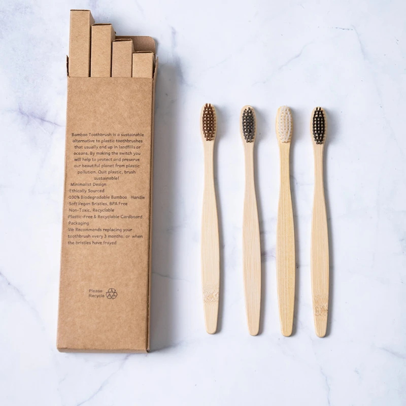 

4Pcs Toothbrush Soft Bristle Wooden Tooth Brush Natural Bamboo Handle Dental Oral Care Eco Friendly Travel Tooth Brush
