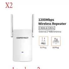 2 шт. Comfast высокоскоростной 1200 Мбит/с Wi-Fi адаптер повторитель 2,4G+ 5,8 ГГц беспроводной WiFi точка доступа AP Wifi сигнал CF-WR753AC