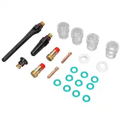 Lentille à gaz de soudage TIG, 23 pièces, accessoire de soudage, coupe en verre, joint, rondelle, Kit d'outils pour WP17/18/26 