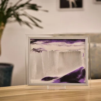 

3D Dynamic Flowing Grit Sand Painting Transparent Glass Frame Drawing Landscape LXY9