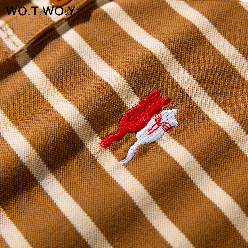 2019 Striped Cat Embroidery Dresses Women Summer Square Collar Casual Knee-Length Long Dress Woman Plus Size Blue Clothes