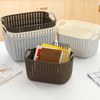 

Rattan Woven Dirty Clothes Storage Basket 24.5*16*12cm Bathroom Frame Household Rectangular Toy Plastic Small Snack Box