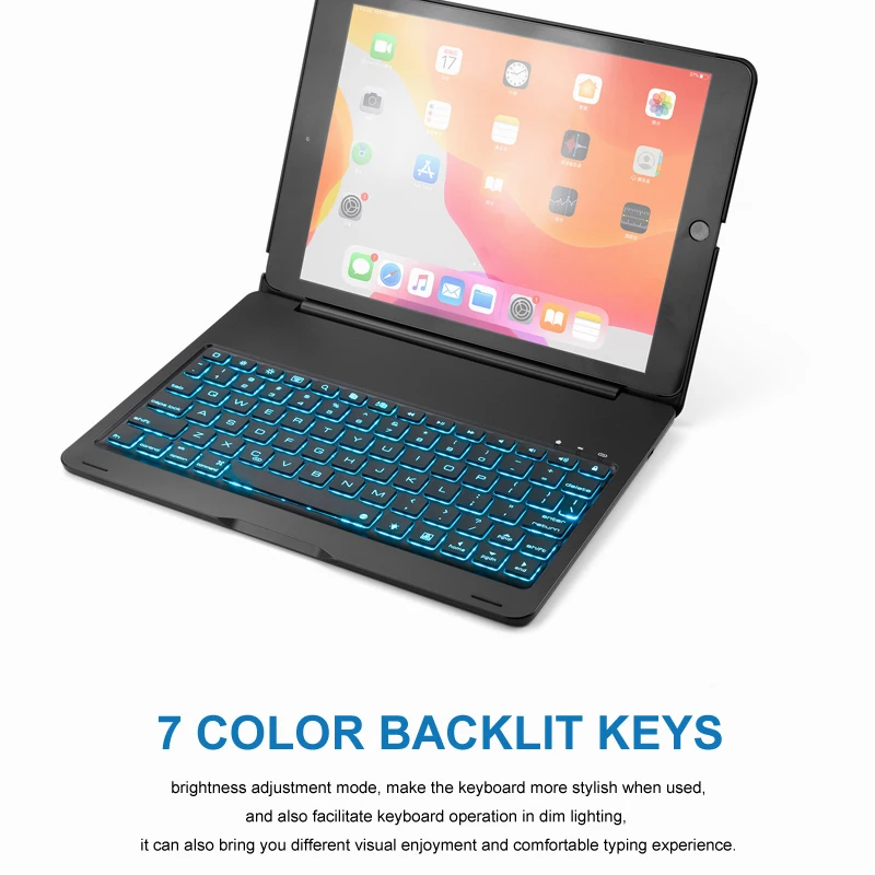 Witsp@ d беспроводная клавиатура 4,0 bluetooth чехол для iPad 10," с алюминиевым корпусом, 7 цветов с подсветкой, интеллектуальное включение/выключение