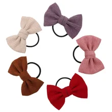 Вельветовые эластичные резинки для волос с бантиком для девочек; аксессуары для волос с милым бантом; лента для волос; Однотонный головной убор; Детские резинки; держатель для волос