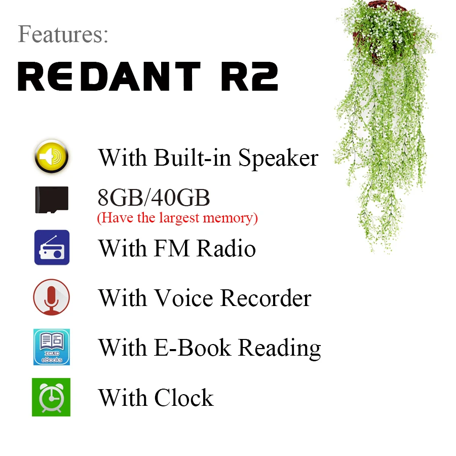 Редант MP3 плеер с bluetooth и Динамик 1,8 Экран сенсорных клавиш hi fi fm радио мини спортивные MP 3 музыкальный плеер Портативный walkman