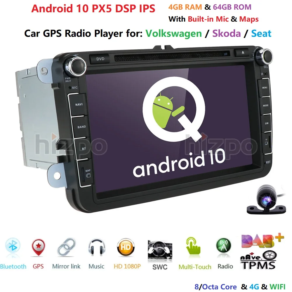 Автомобильный DVD проигрыватель на Android 10 для VW Volkswagen SKODA GOLF 5 Golf 6 POLO PASSAT B7 T5 CC JETTA TIGUAN