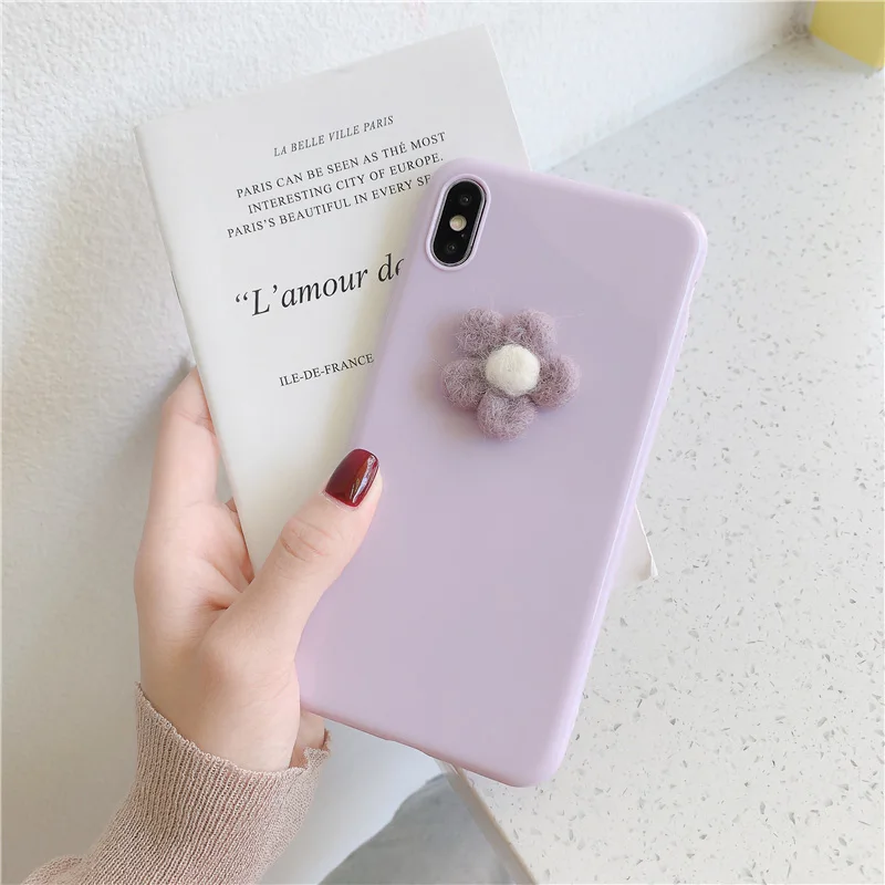 Чехол GlamPhoneCase с плюшевыми цветами для телефона iPhone11Pro/Max X XS Max XR Мягкий силиконовый чехол для iPhone11 7 8 6 6s Plus