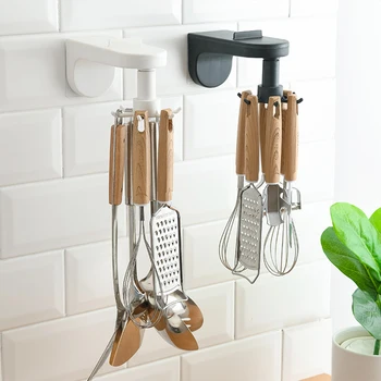

360° Rotatable Utensils Rack Stable Sturdy Lightweight Durable Spoon Hook Holders For Bathroom Door wall Cabinet Hanging Rack