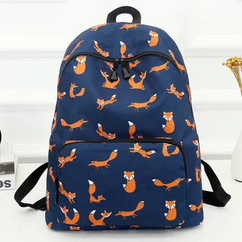 

Women's Backpack Fashion Printed Fox Pattern Large Capacity Travel Bag Female School Bag for Girls Harajuku Student Book Bag