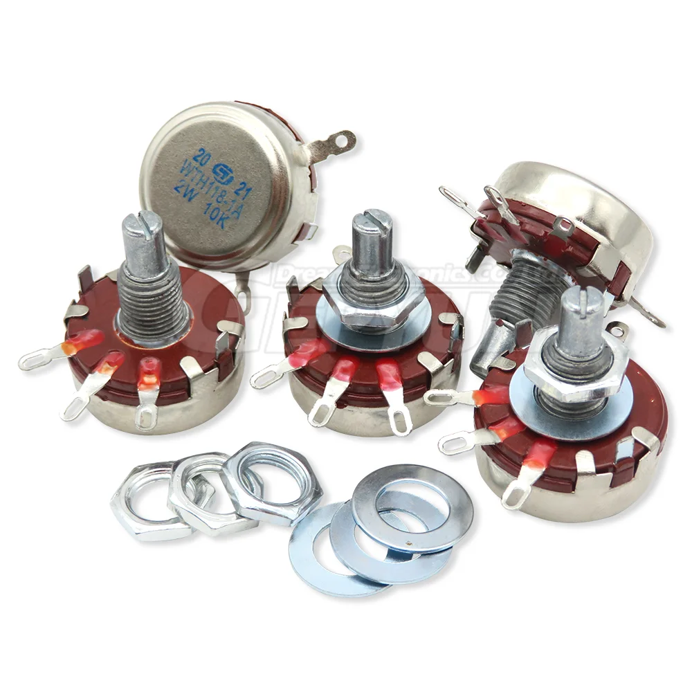 WTH118 Potentiometer Variable Resistor VR Resistance 1K 2.2K 4.7K 10K 22K 47K 100K 470K 1M 2W 1A 100K Ohm 2PCS
