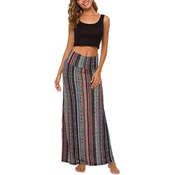 Womens Summer New Women's Bohemian Style Print Long Maxi Print Color Skirt Summer new fashion retro printed long skirt