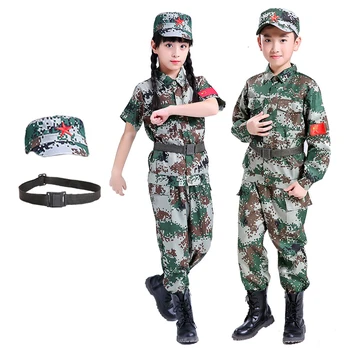 

Kids Army Military Uniforms Boy Scout Tactical Costumes Children Camouflage Training Combat Jackets Girls Jungle Ghillie Suits